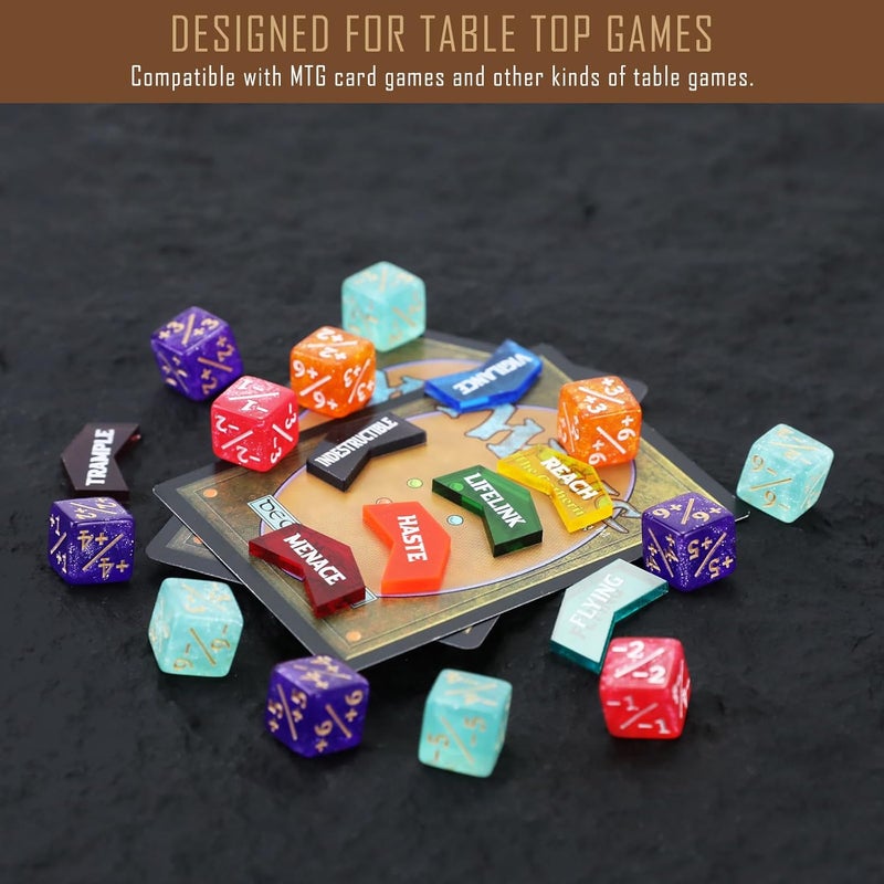 FIGURESLAB Store 108PCS MTG Keyword Counters Tokens & 12mm MTG Life Counter Dice Set for Magic Card with Box, Compatible with Magic CCG Card Gaming Accessories - Image 3